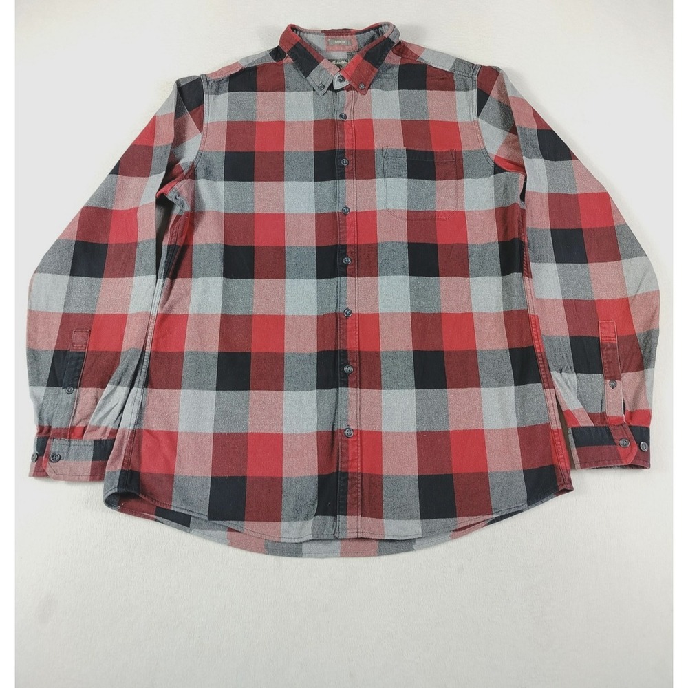 Eddie Bauer Flannel Shirt Mens XLT Red Plaid Long Sleeve‎ Classic Fit Cabincore